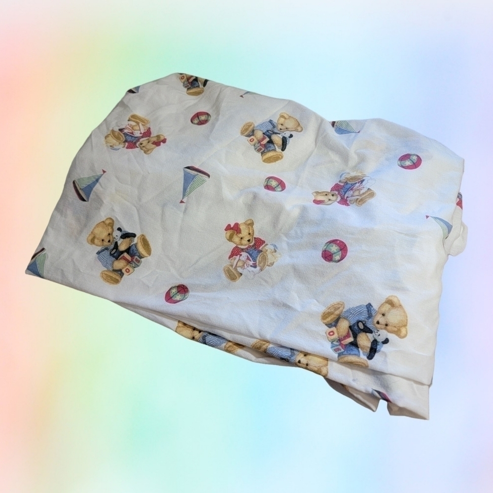 Vintage 80's  Springmaid Bears Unisex Crib Bed Fitted Sheet Made in USA T47